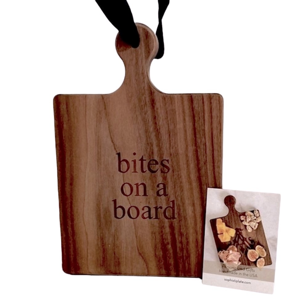 Charcuterie Board Bites on a Board Walnut Single Handle NEW 9" X 6"